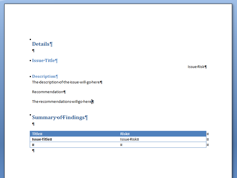 A screenshot showing a basic document layout